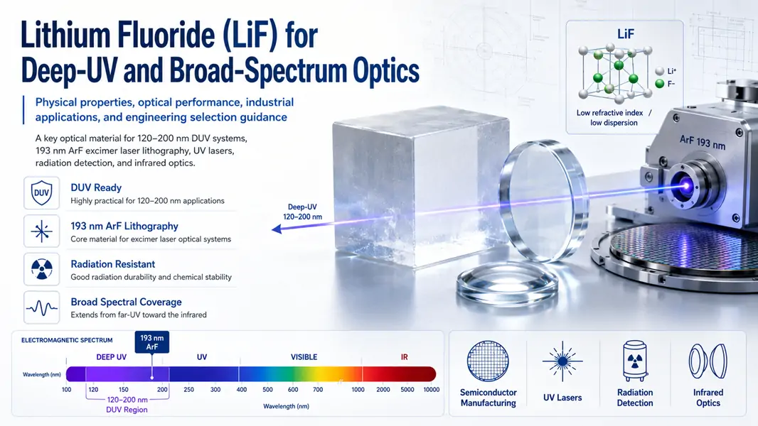 Lithium Fluoride LiF optical crystal for deep ultraviolet and ArF 193 nm optical applications
