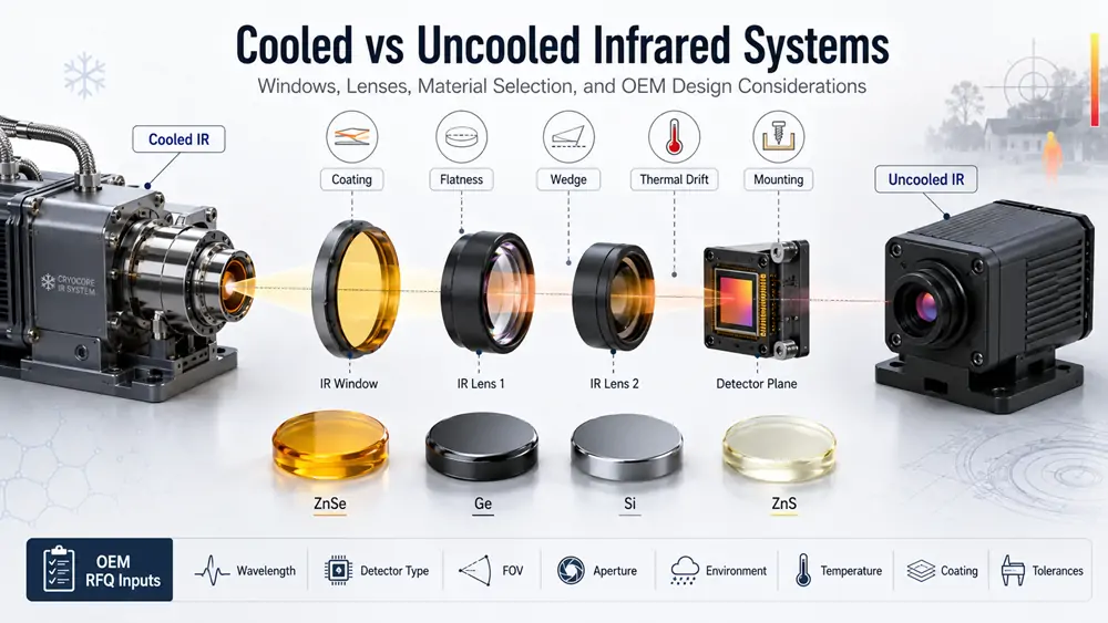 Cooled vs uncooled infrared systems and front-end optical requirements for windows and lenses