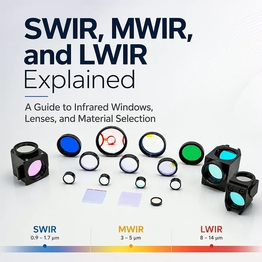 SWIR MWIR and LWIR infrared optics selection guide for windows lenses coatings and materials