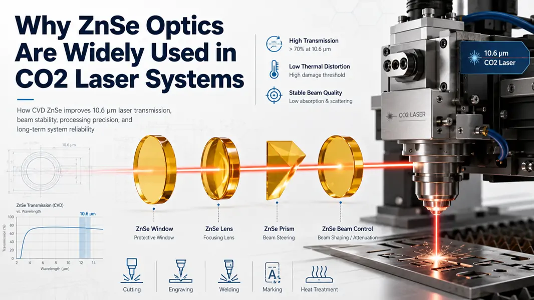 ZnSe windows lenses prisms and beam control optics for CO2 laser systems